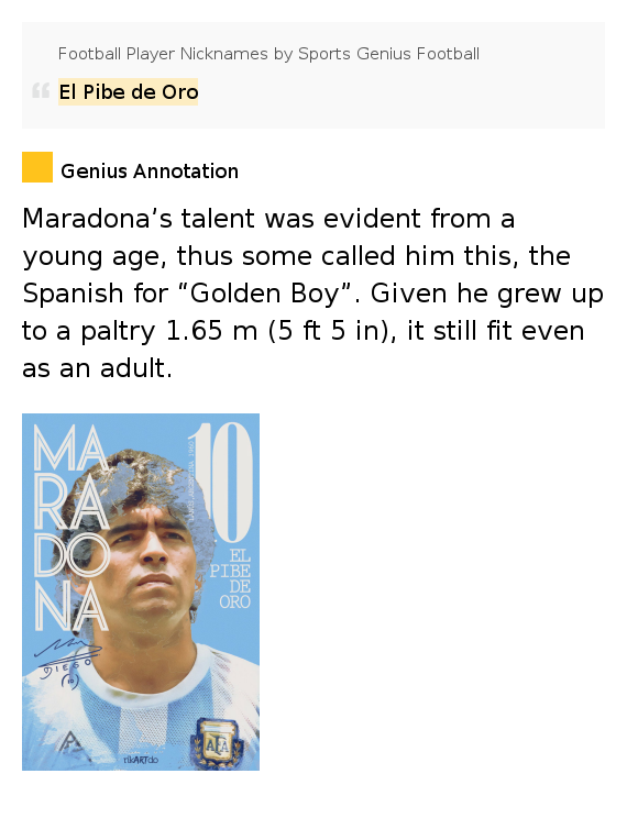 El Pibe De Oro Football Player Nicknames