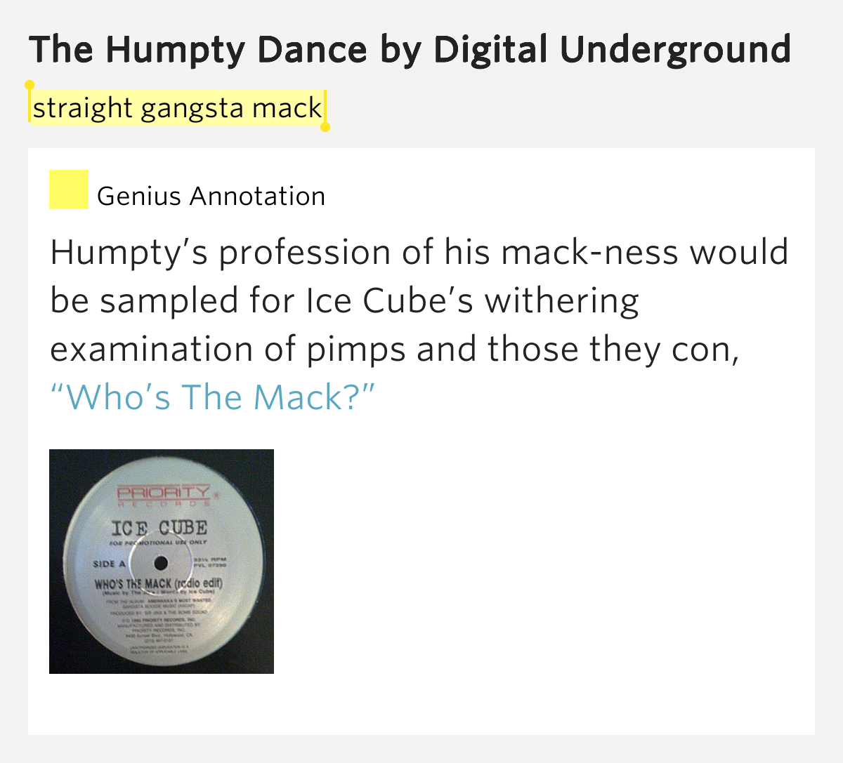 Straight gangsta mack The Humpty Dance by Digital Underground
