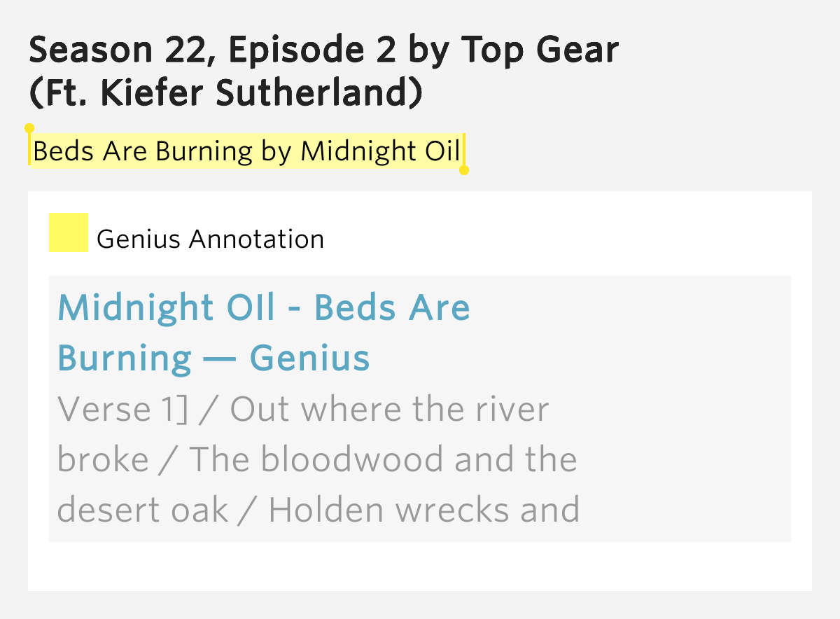 Beds Are Burning by Midnight Oil Season 22, Episode 2 by Top Gear