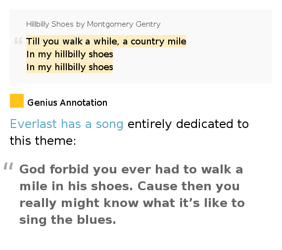 Till you walk a while, a country mile / In my Till you walk a while, a country mile / In my
