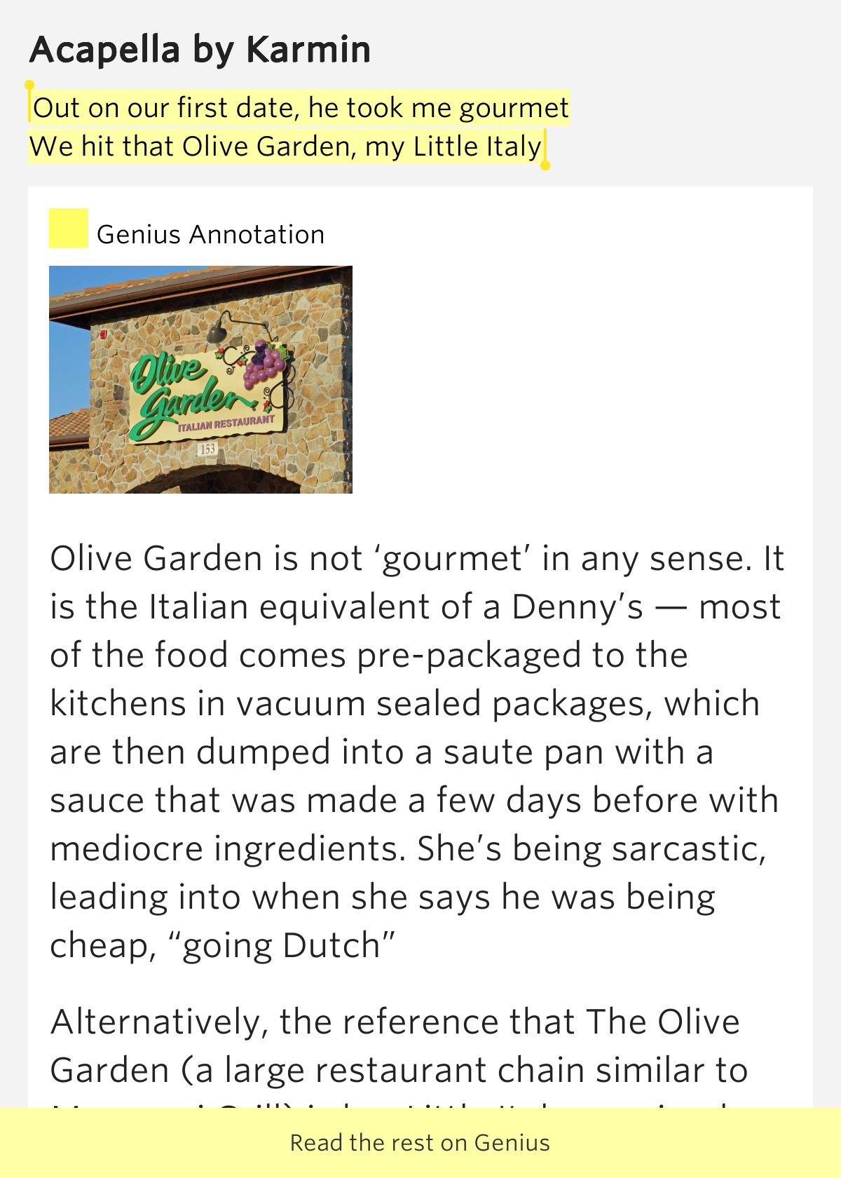 Italian Restaurant Lyrics Meaning Italian Restaurant Lyrics Meaning