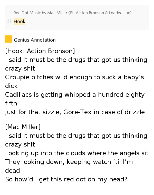 Hook Red Dot Music by Mac Miller