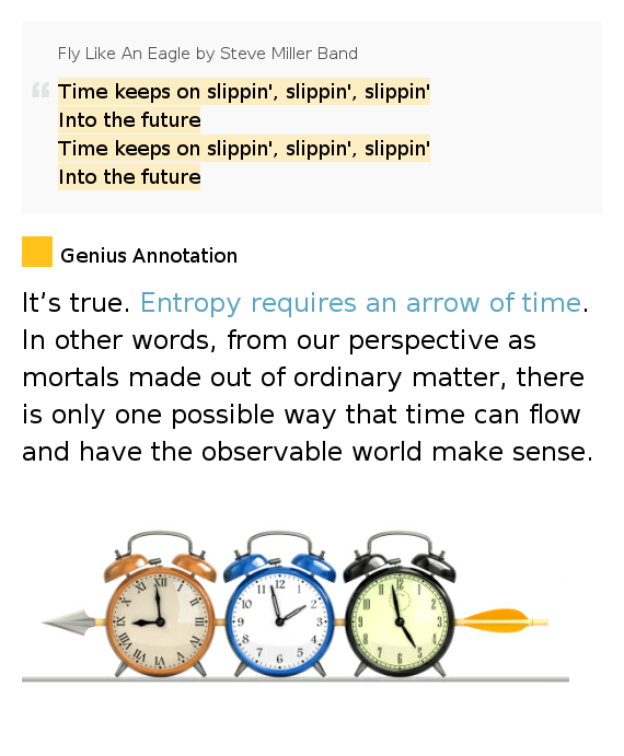 Time keeps on slippin', slippin', slippin' / Into the future / Time