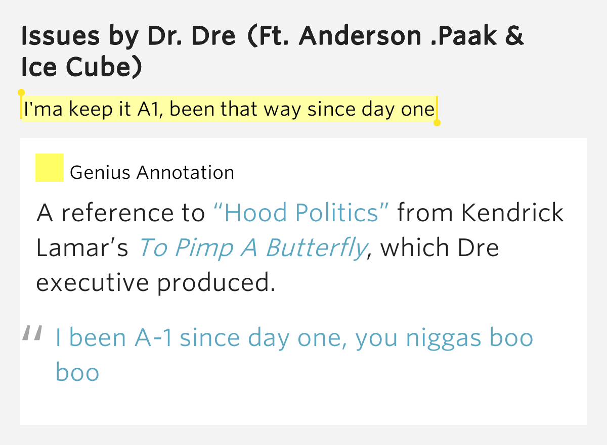 I ma Keep It A1 Been That Way Since Day One Issues Lyrics Meaning