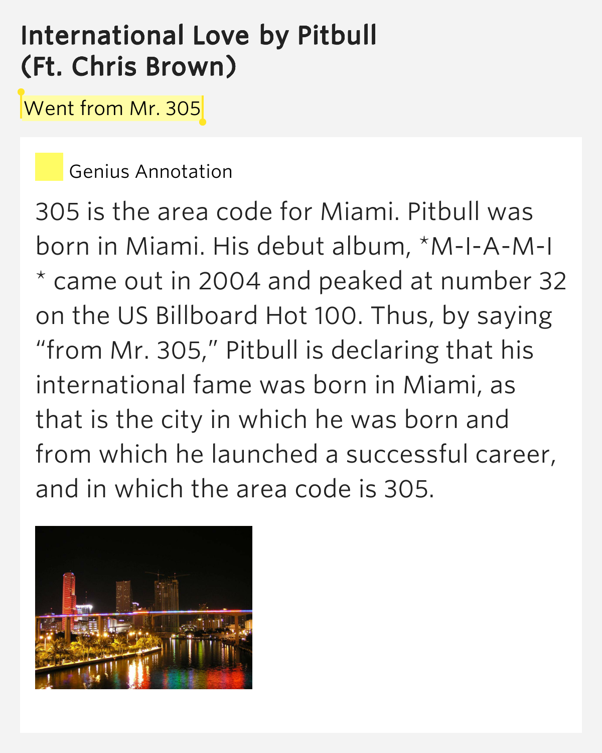 Went from Mr. 305 International Love Lyrics Meaning
