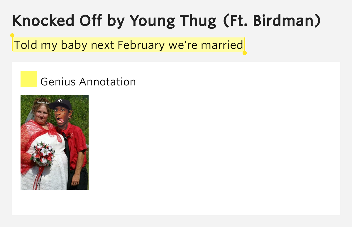 young thug knocked off lyrics told my baby next february we re married knocked off young thug knocked off lyrics told my baby next february we re married knocked off
