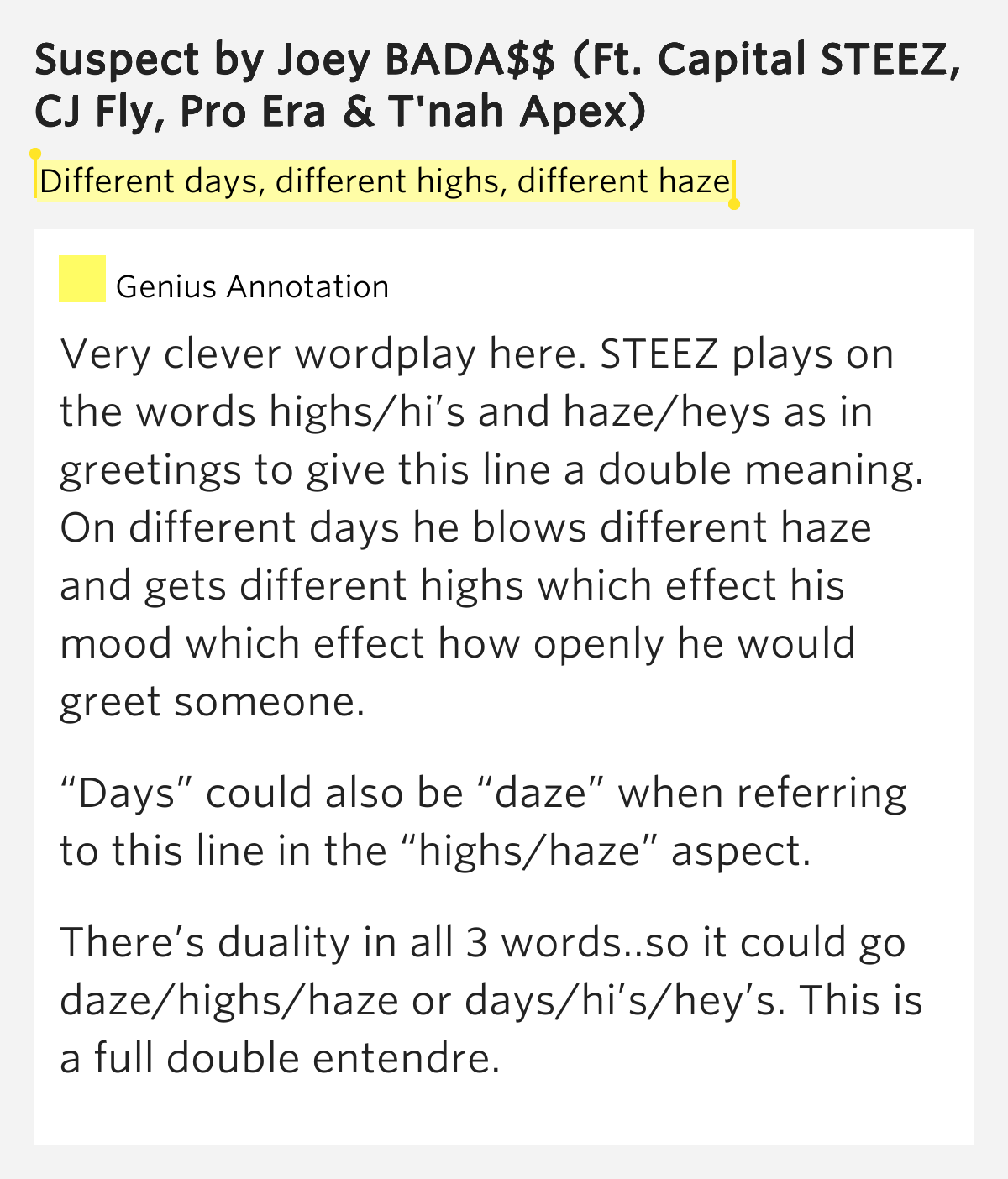 Different days, different highs, different haze Suspect