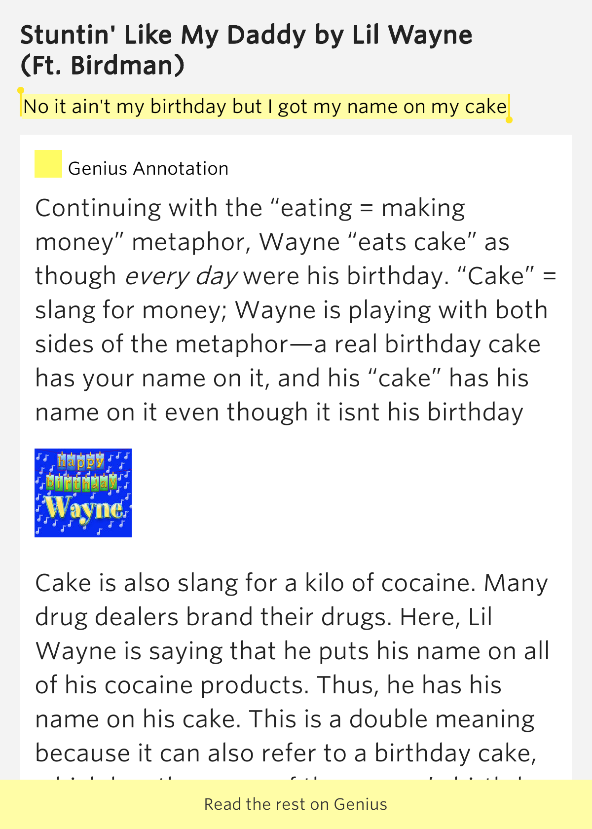 No it ain't my birthday but I got my.. Stuntin' Like My Daddy