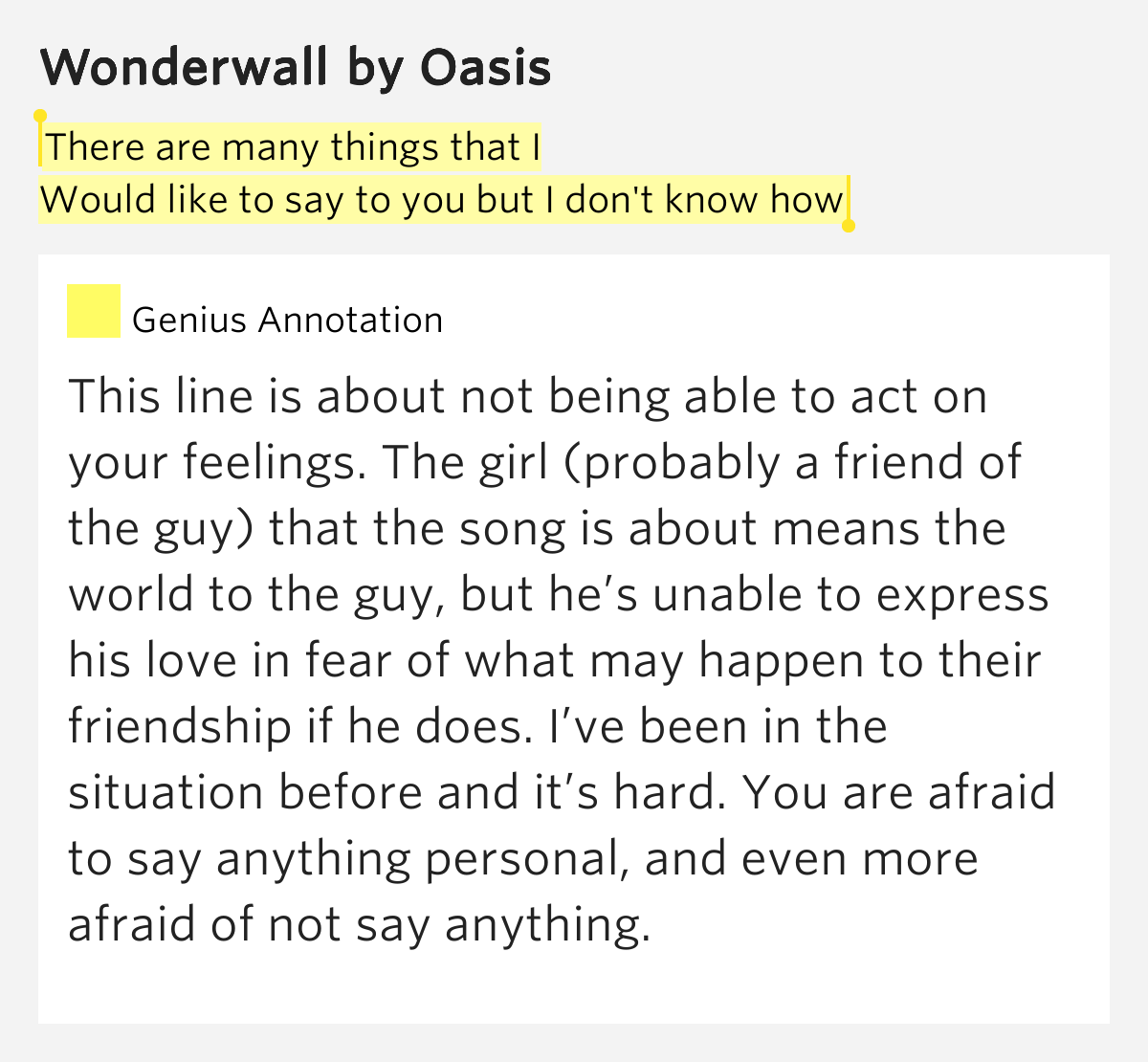 Do You Know What I Mean Lyrics Oasis There are many things that I / Would like to say to.. – Wonderwall