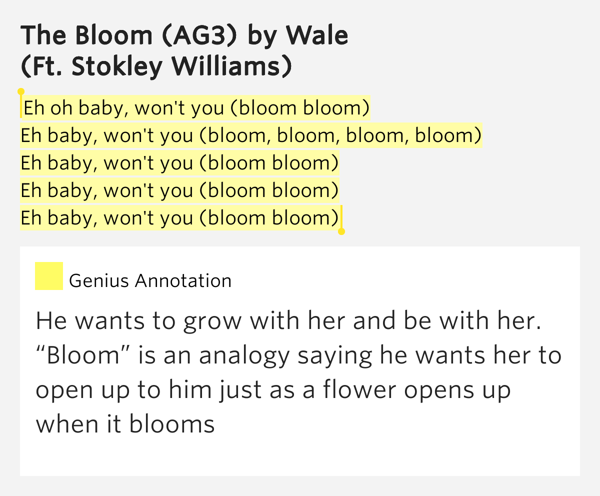 Eh oh baby, won't you (bloom bloom) / Eh baby, won't you (bloom, bloom
