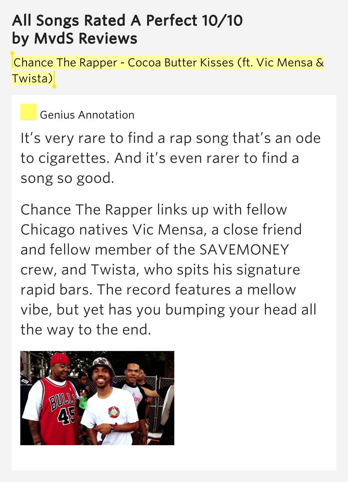 Chance The Rapper Cocoa Butter Kisses Lyrics