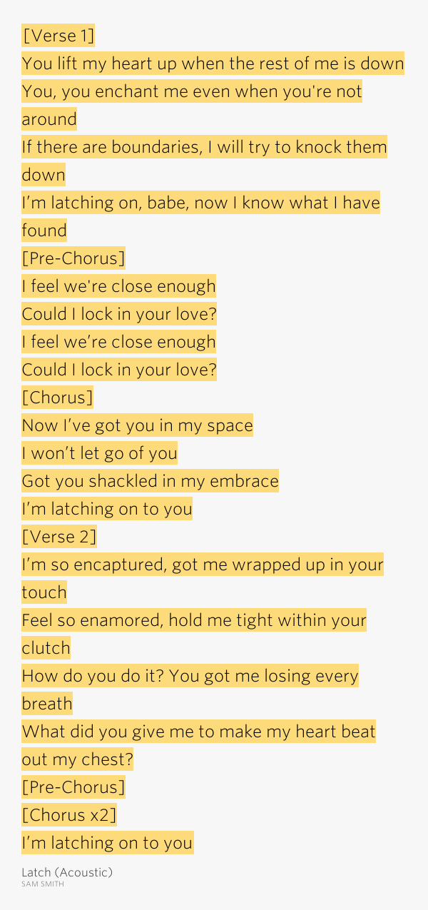 verse chorus meaning the [Verse You Latch when â / my up lift rest.. 1] heart