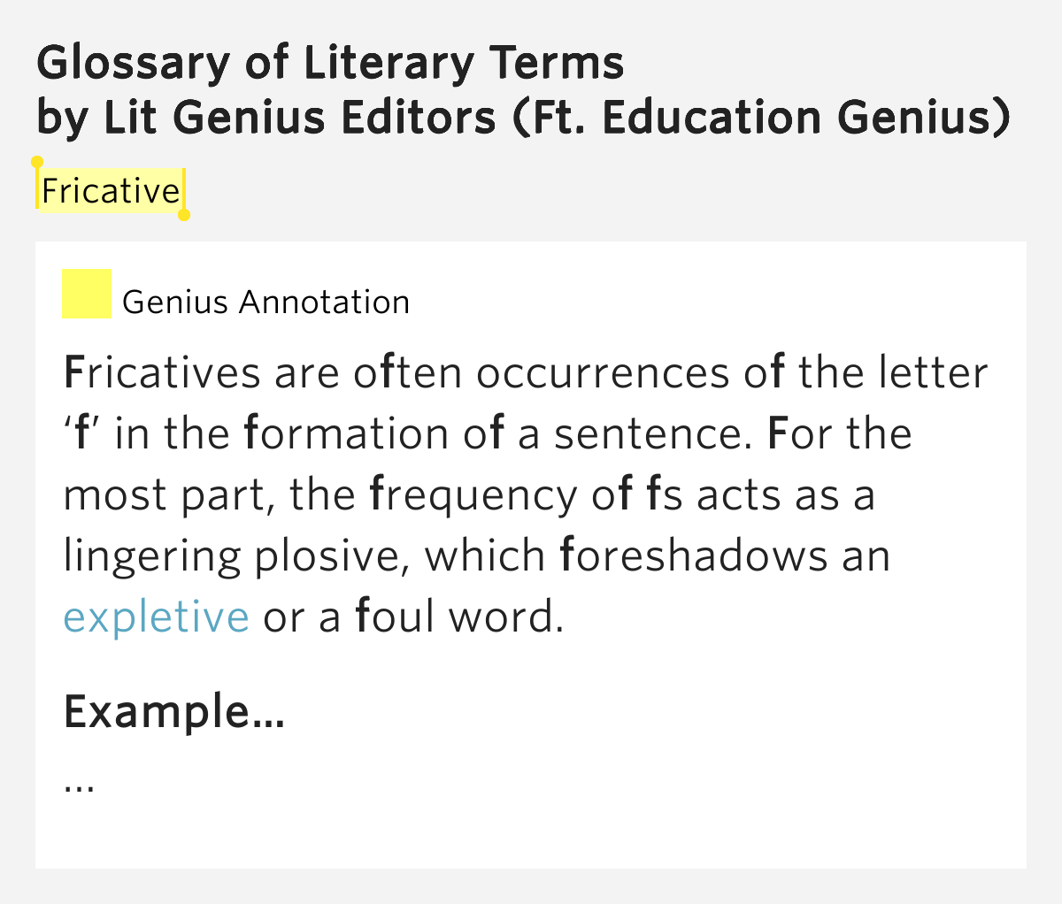 Fricative Glossary of Literary Terms Meaning
