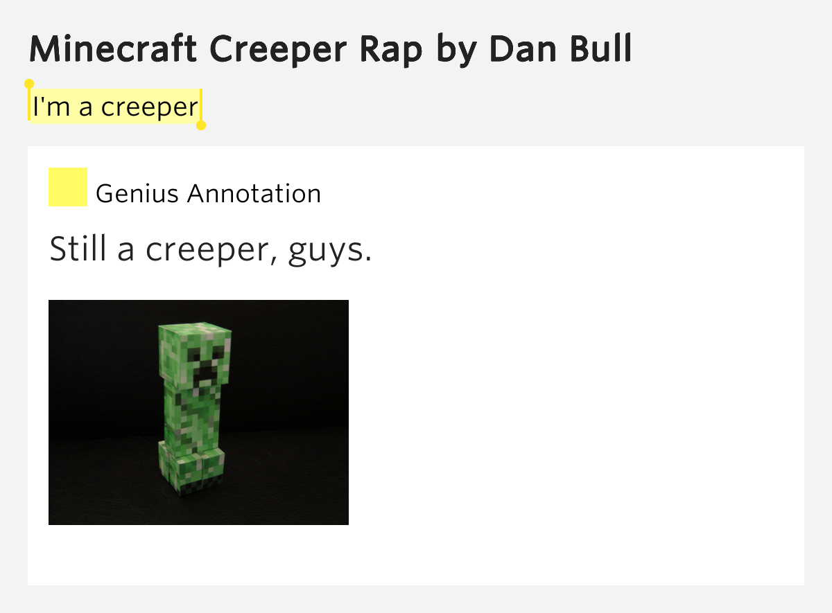 I'm a creeper Minecraft Creeper Rap by Dan Bull