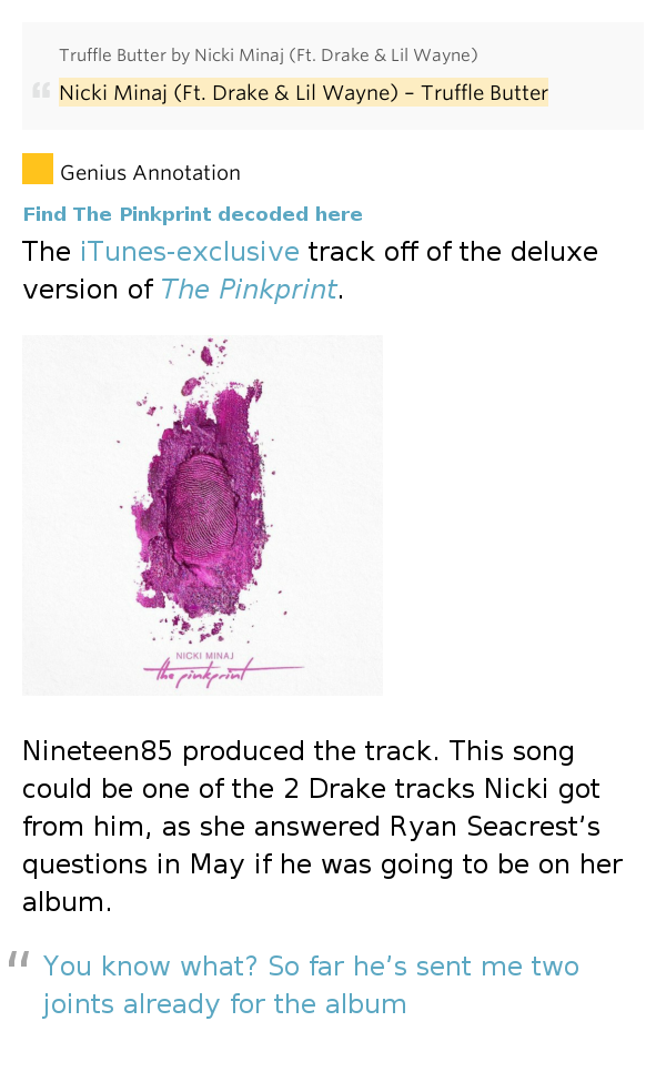 Nicki Minaj Truffle Butter Lyrics Genius