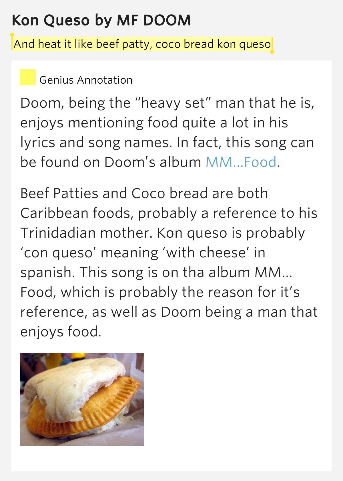 And heat it like beef patty, coco bread kon queso Kon Queso Lyrics