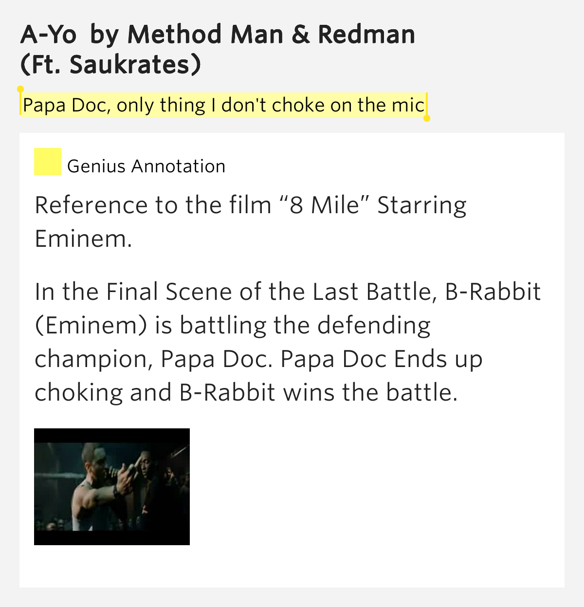 Papa Doc, only thing I don't choke on the mic AYo Lyrics Meaning