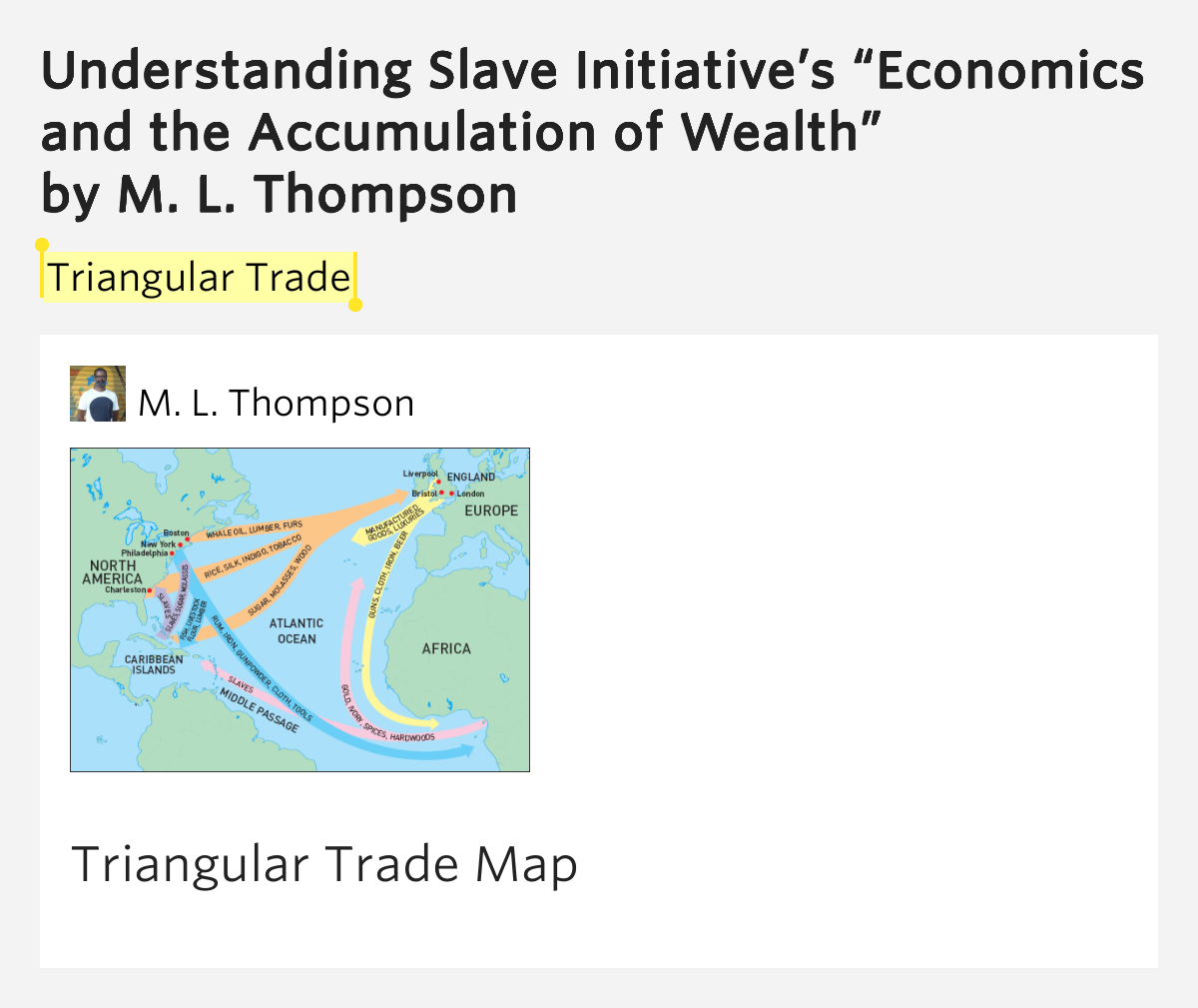 Triangular Trade Understanding Slavery Initiative’s “Economics and