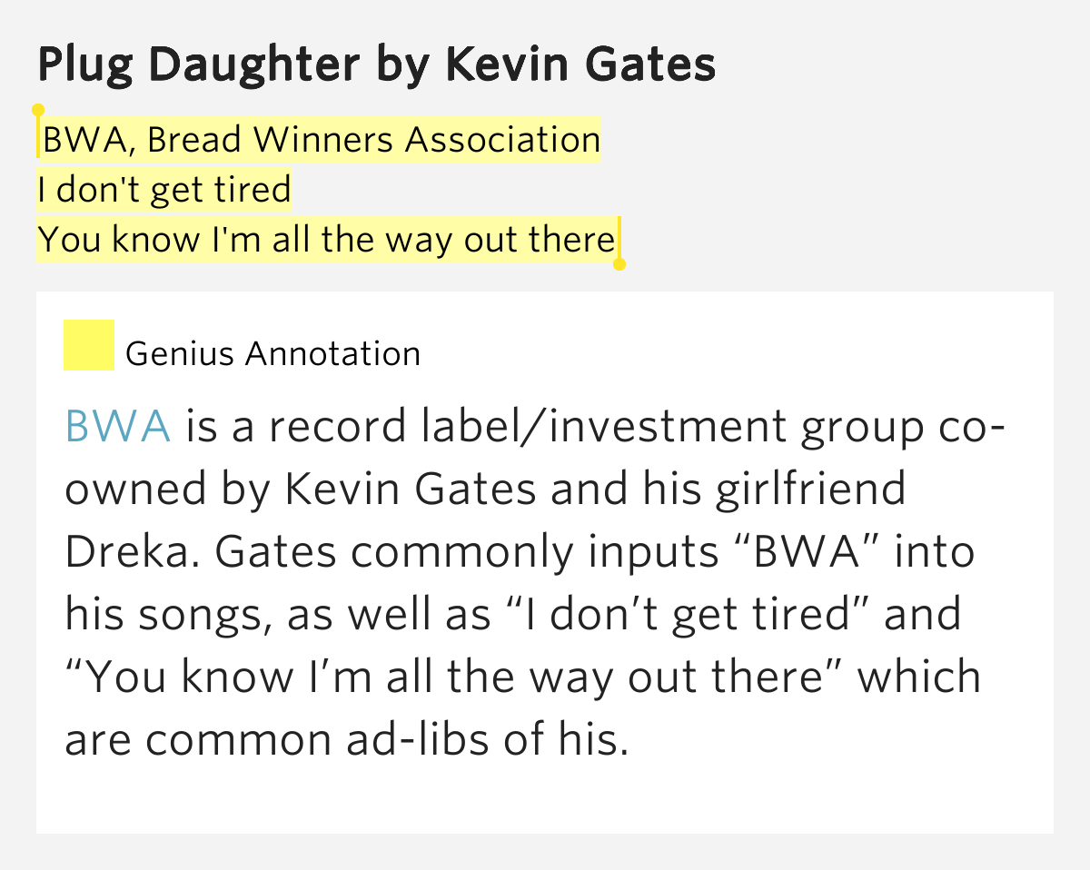 BWA, Bread Winners Association / I don't get tired / You know I'm all