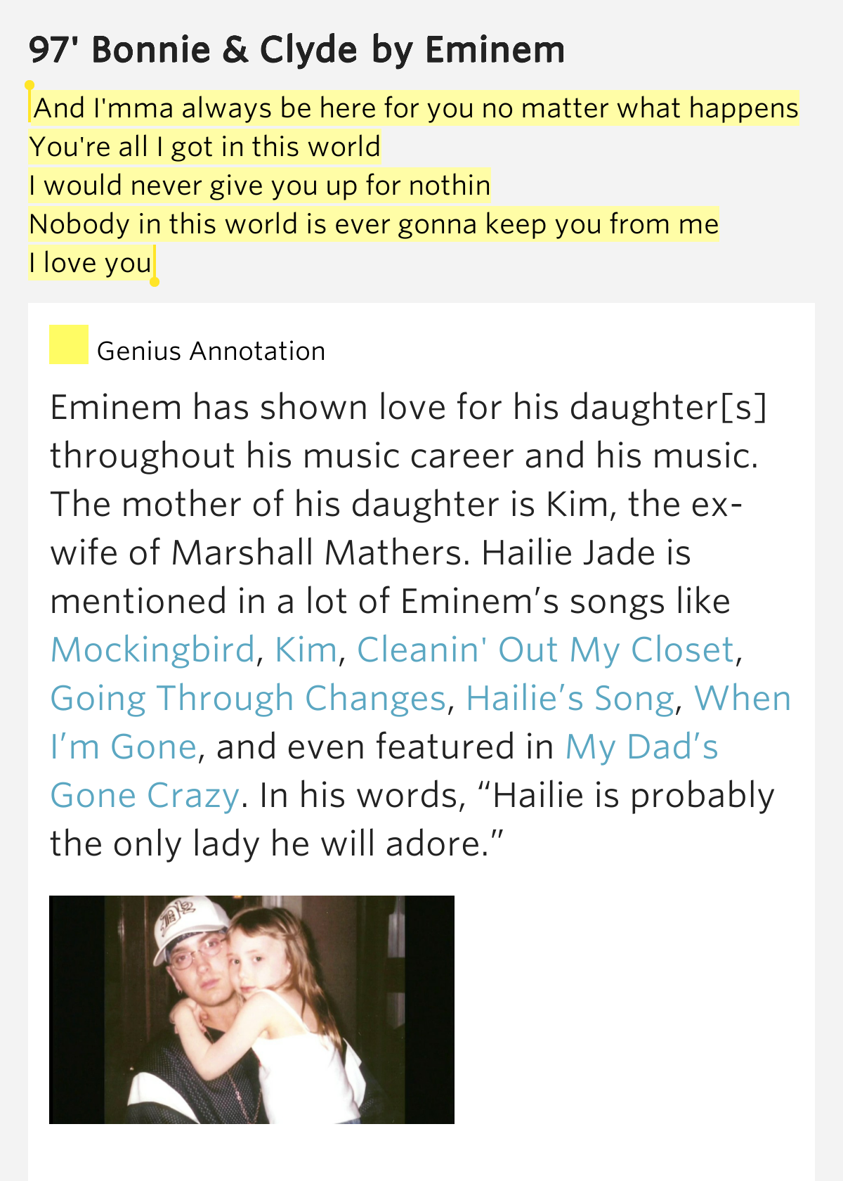 EMINEM MOCKINGBIRD LYRIC MEANING eminem mockingbird lyric meaning: