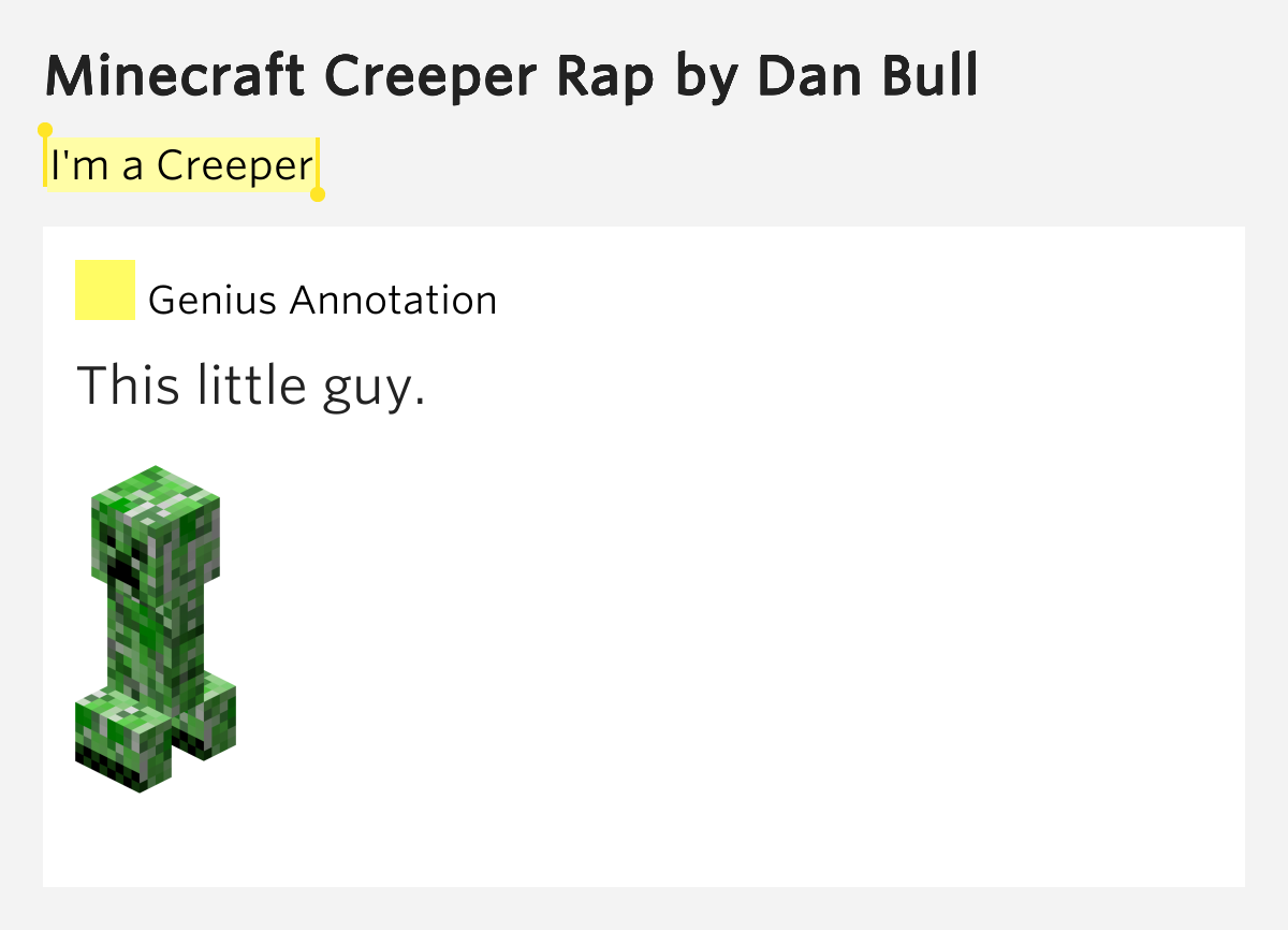 I'm a Creeper Minecraft Creeper Rap Lyrics Meaning