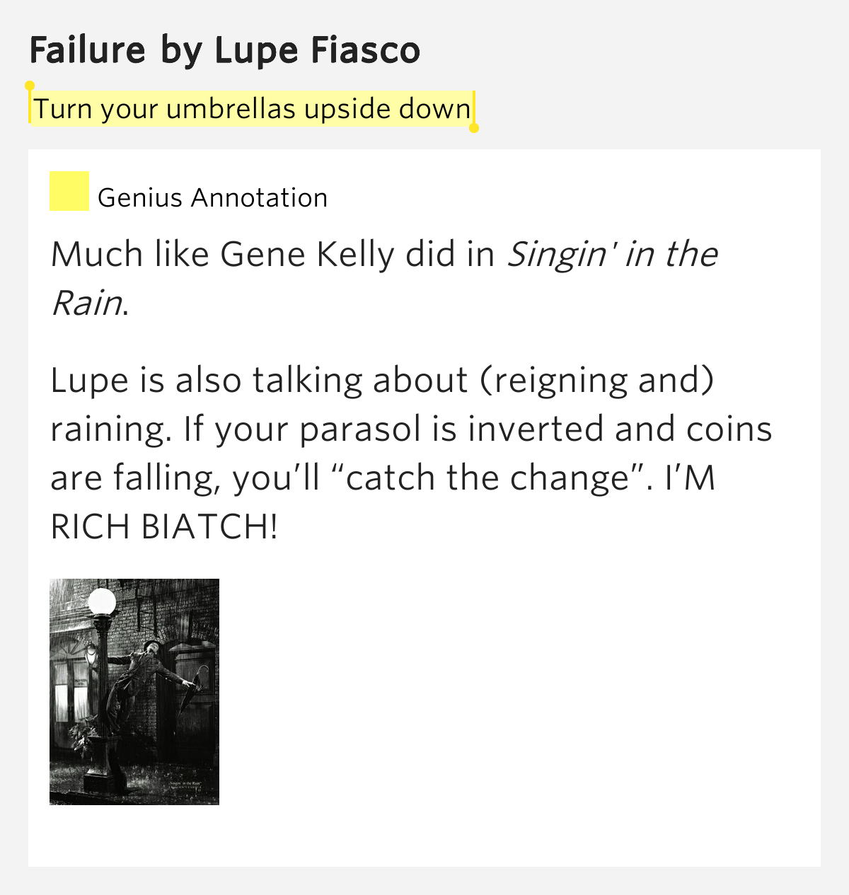 Turn your umbrellas upside down Failure by Lupe Fiasco