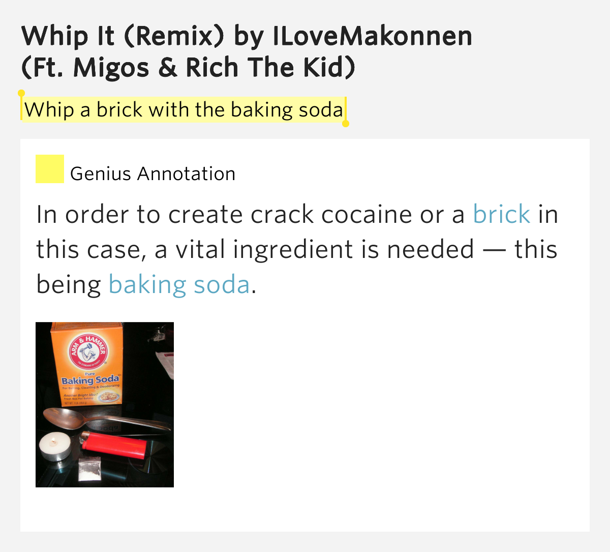Whip a brick with the baking soda Whip It (Remix) Lyrics Meaning
