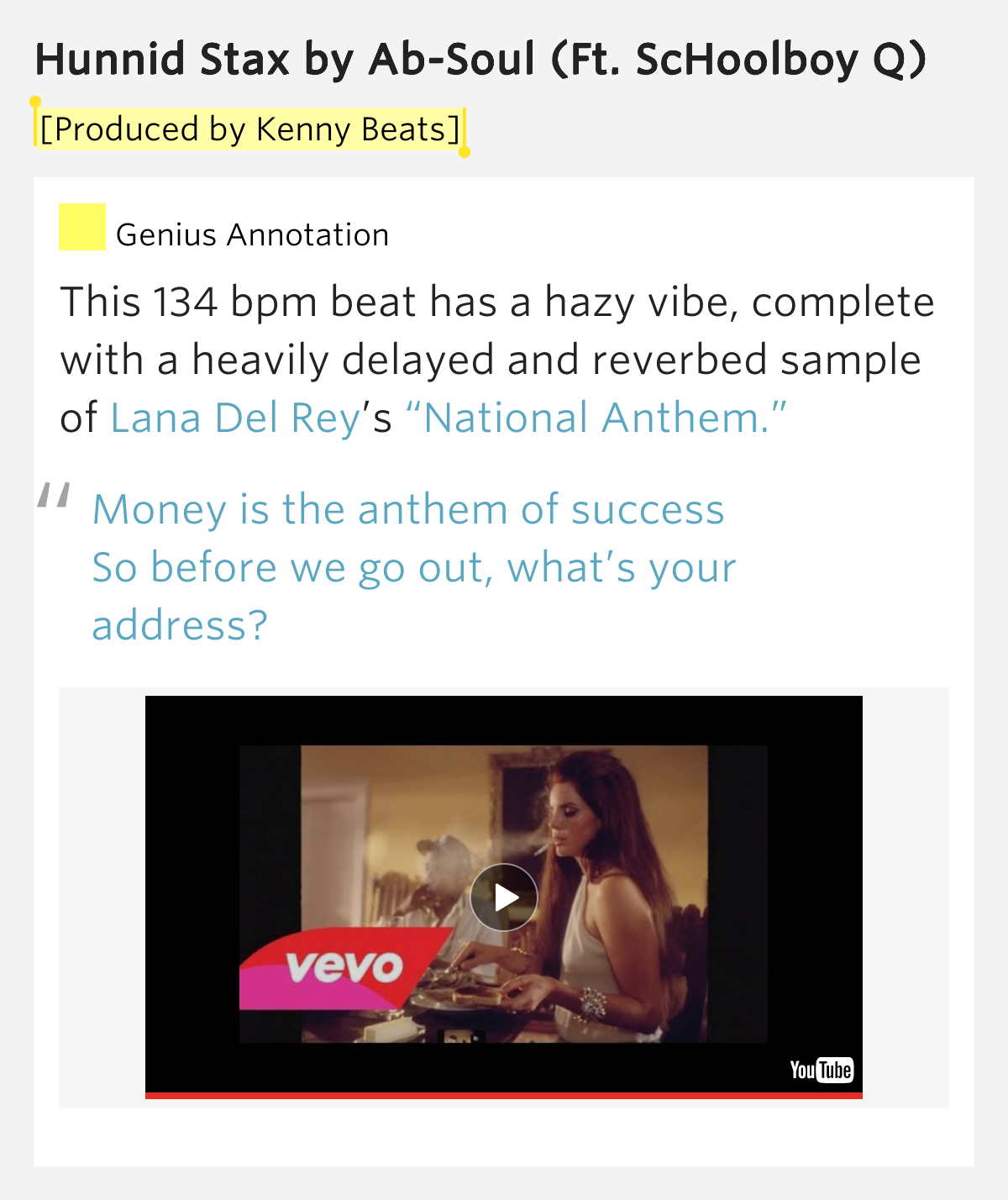 National Anthem Lana Del Rey Lyrics Meaning