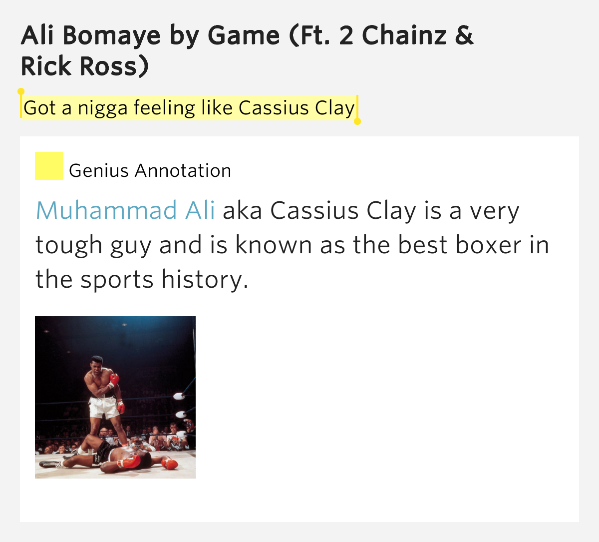 Got A Nigga Feeling Like Cassius Clay Ali Bomaye Lyrics Meaning