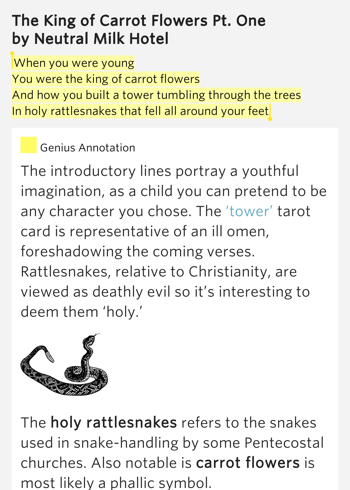 When you were young / You.. The King of Carrot Flowers Pt. One