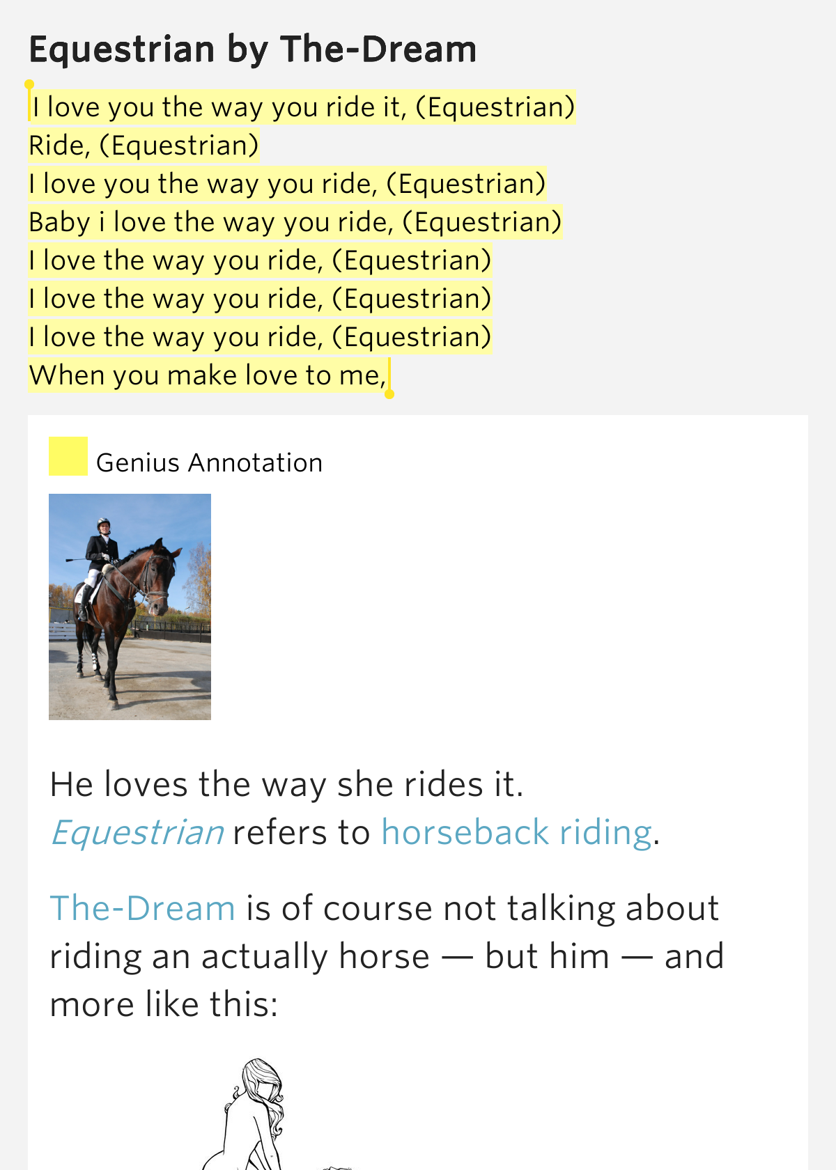 I love you the way you ride it, (Equestrian) / Ride, (Equestrian) / I