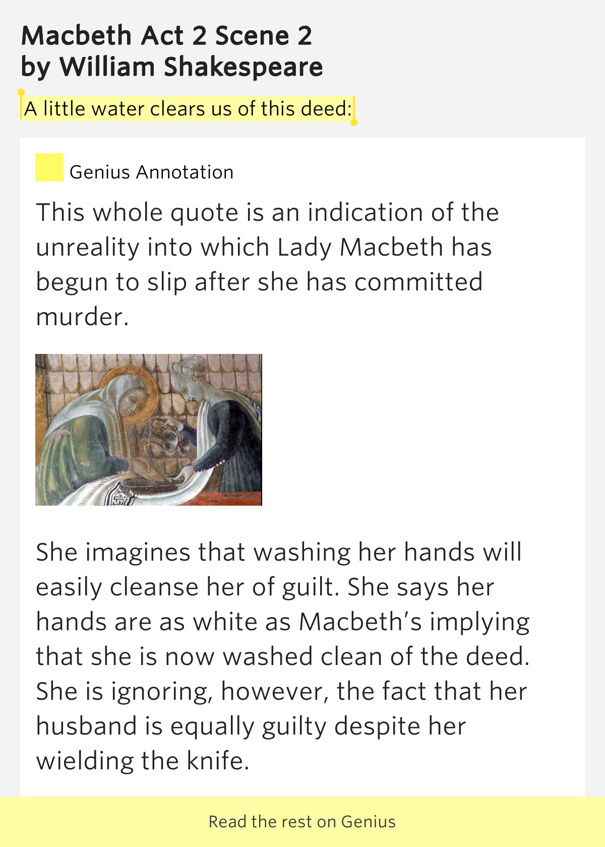 A little water clears us of this deed: – Macbeth Act 2 Scene 2