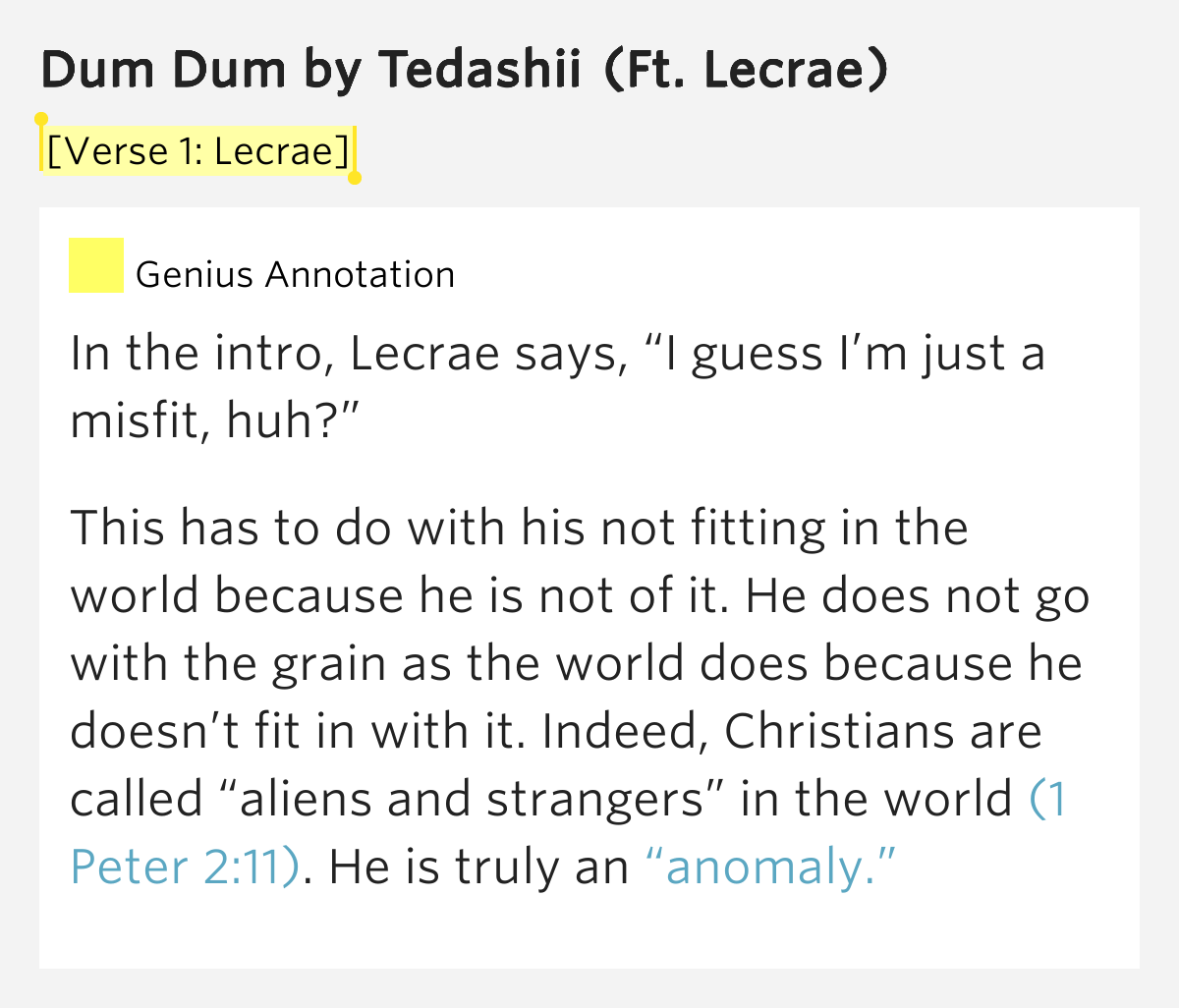 [Verse 1 Lecrae] Dum Dum Lyrics Meaning