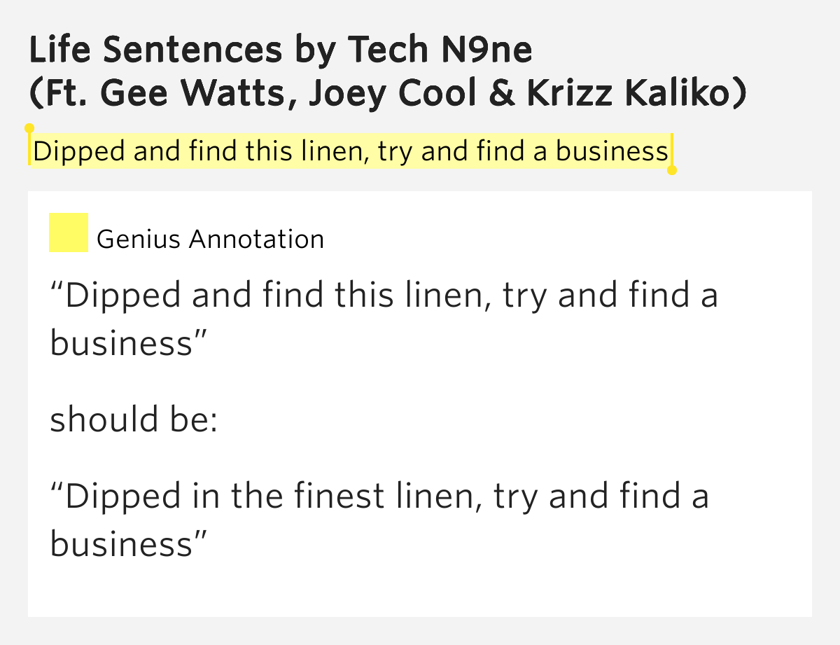 Dipped and find this linen, try and find a.. Life Sentences