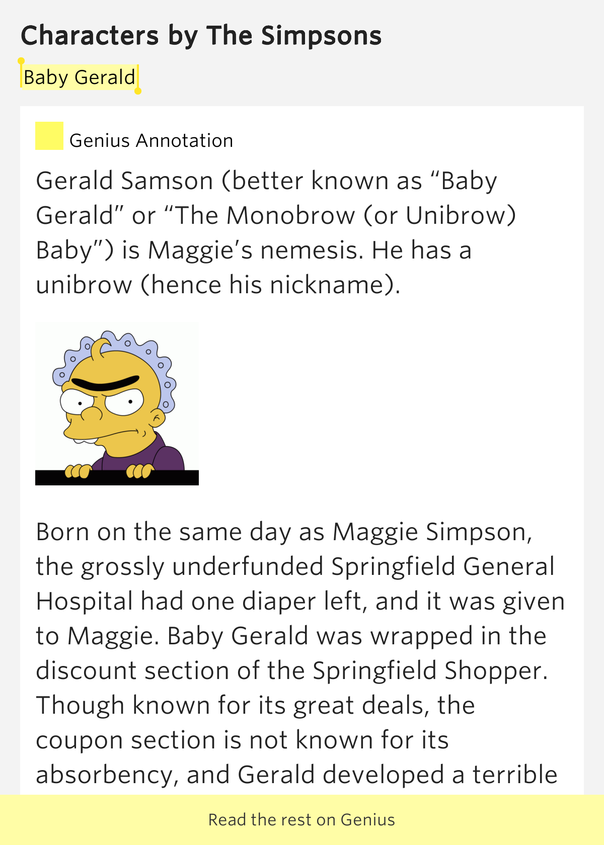 Baby Gerald Characters Meaning
