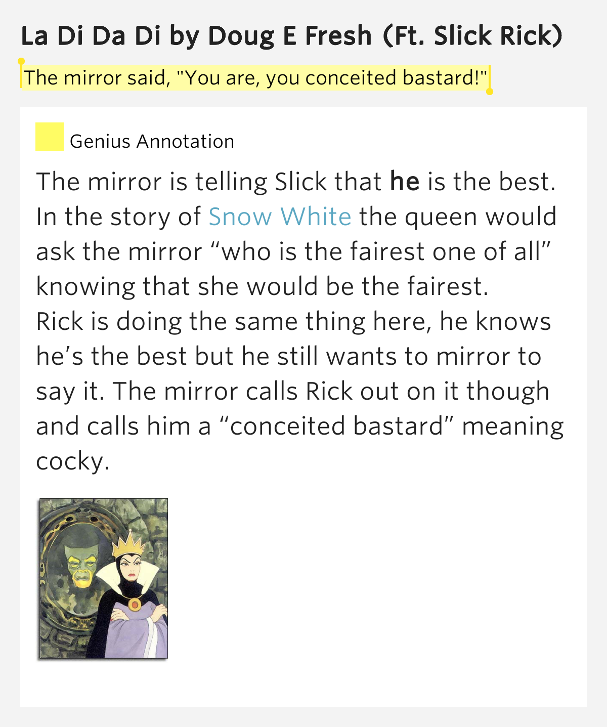 The Mirror Said You Are You Conceited Bastard La Di Da Di