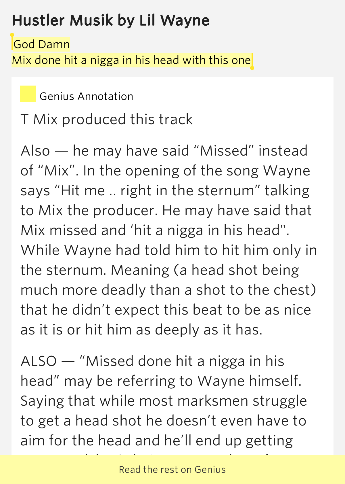 God Damn Mix Done Hit A Nigga In His Head With