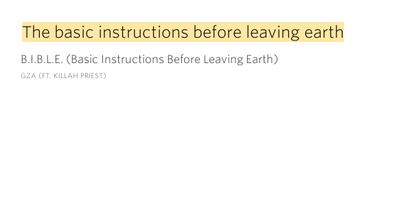Gza Basic Instructions Before Leaving Earth Lyrics The basic instructions before leaving earth – GZA