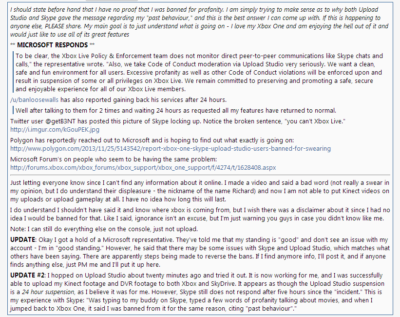 Xbox One Users You Will Get Banned For Cursing Genius