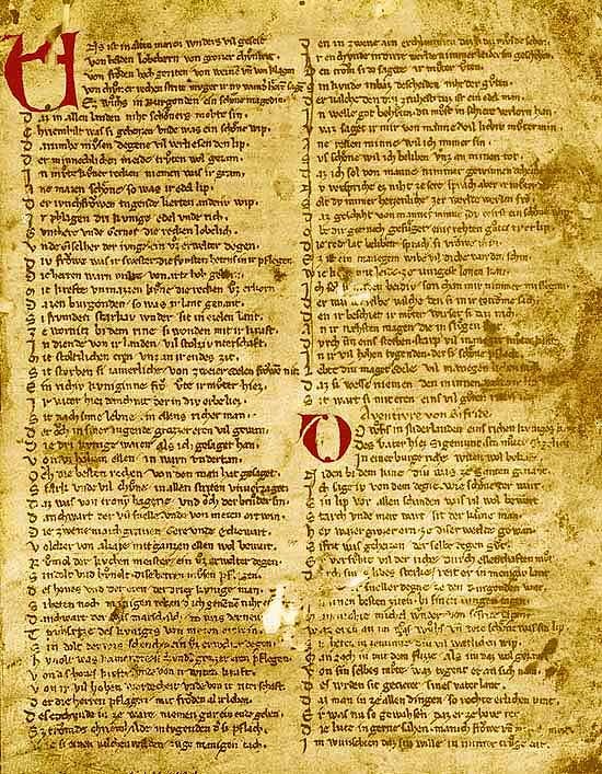 Das Nibelungenlied Text Auf Deutsch Nibelungen Genius – Nibelungenlied (Handschrift A) Seite 1 | Genius