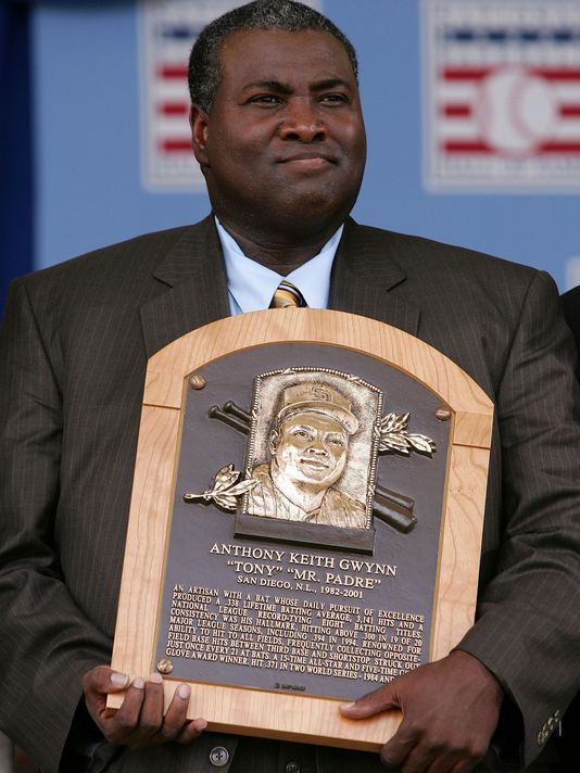 Alicia Gwynn, wife of National Baseball Hall of Fame inductee Tony Gwynn,  smiles as her husband delivers his induction speech in Cooperstown, N.Y.,  Sunday, July 29, 2007. Gwynn spent his Major League