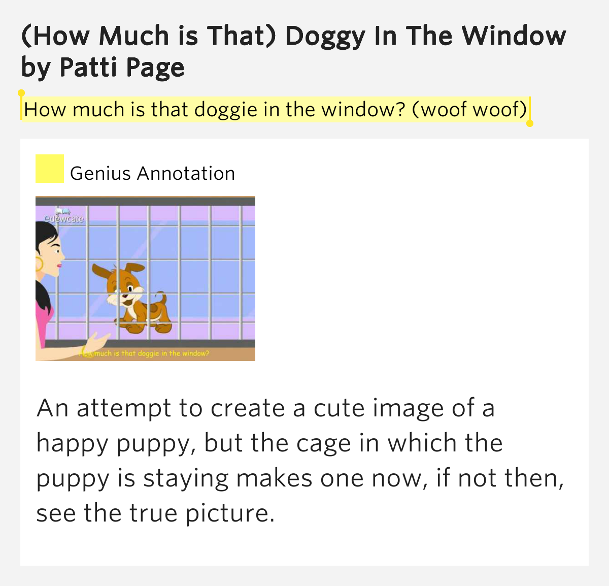 How Much Is That Doggie In The Window woof Woof How Much Is That How much is that doggie in the window woof woof how much is that